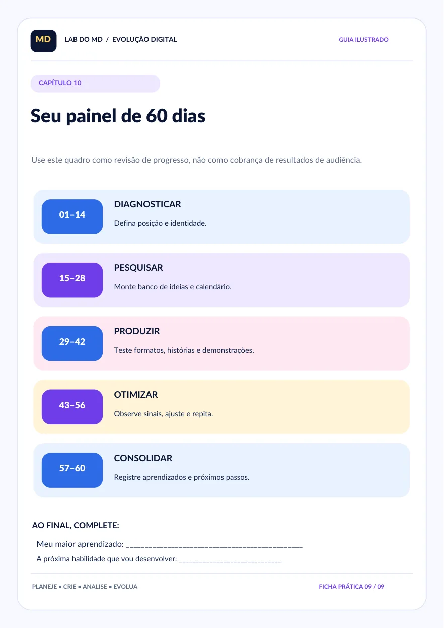Uma ficha prática para acompanhar o progresso.